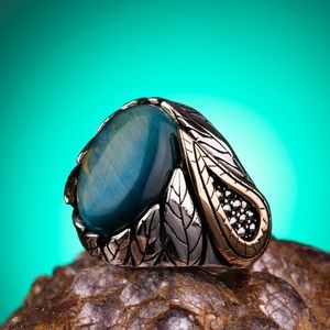 Handmade Blue Tiger’s Eye And Sterling Silver Ring